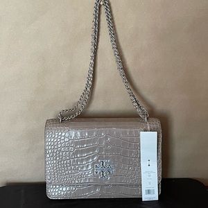 COPY - Britten crocodile adjustable shoulder bag. Elk gray. Brand new.